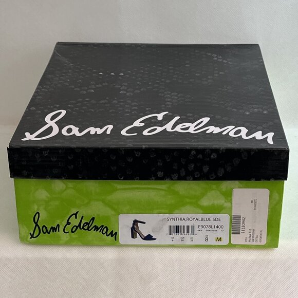 New In Box Sam Edelman Synthia Royal Blue Suede Sandals Size 8 - Picture 10 of 10